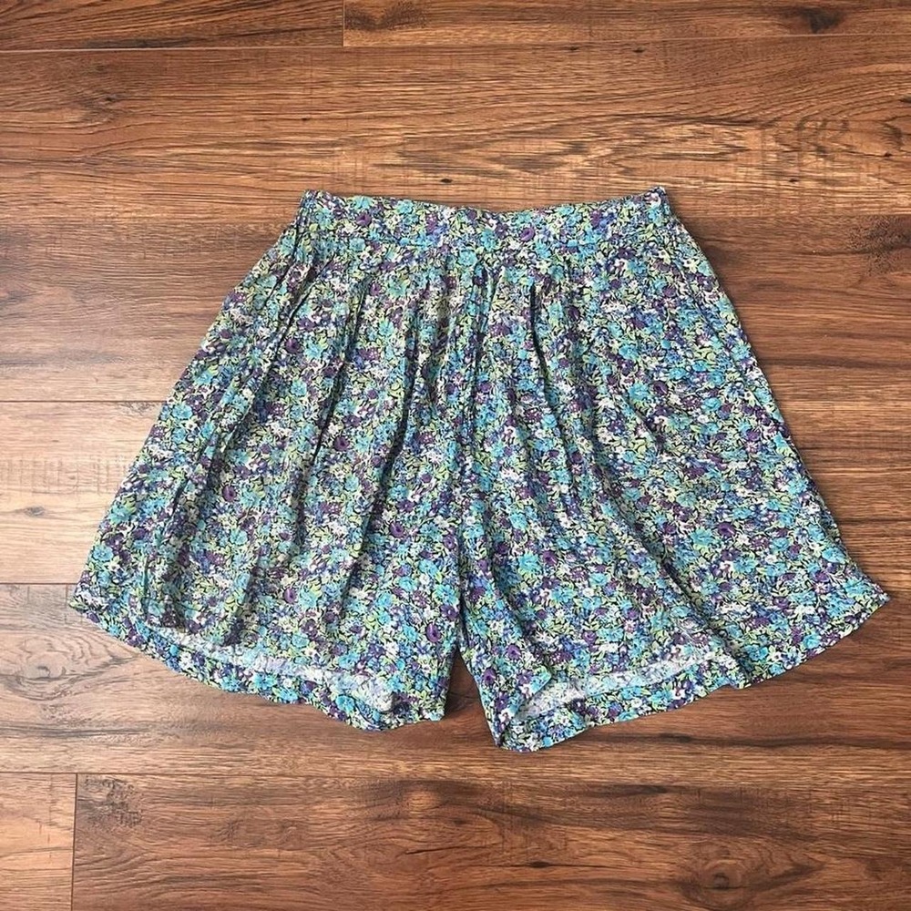 Vintage 90s Floral Shorts High Waist Blue Purple Women S Fairy Boho Cottagecore